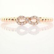 Certificated 14K Rose/Pink Gold Diamond Ring