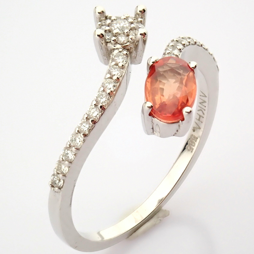 Certificated 14K White Gold Diamond & Pink Sapphire Ring - Image 5 of 7