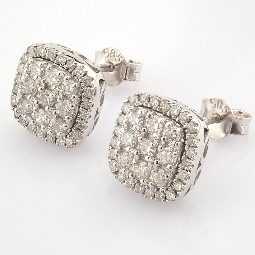 Certificated 14K White Gold Diamond Earring - Image 7 of 7