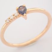 Certificated 14K Rose/Pink Gold Diamond & Sapphire Ring