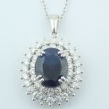 Certificated 14K White Gold Diamond & Sapphire Necklace