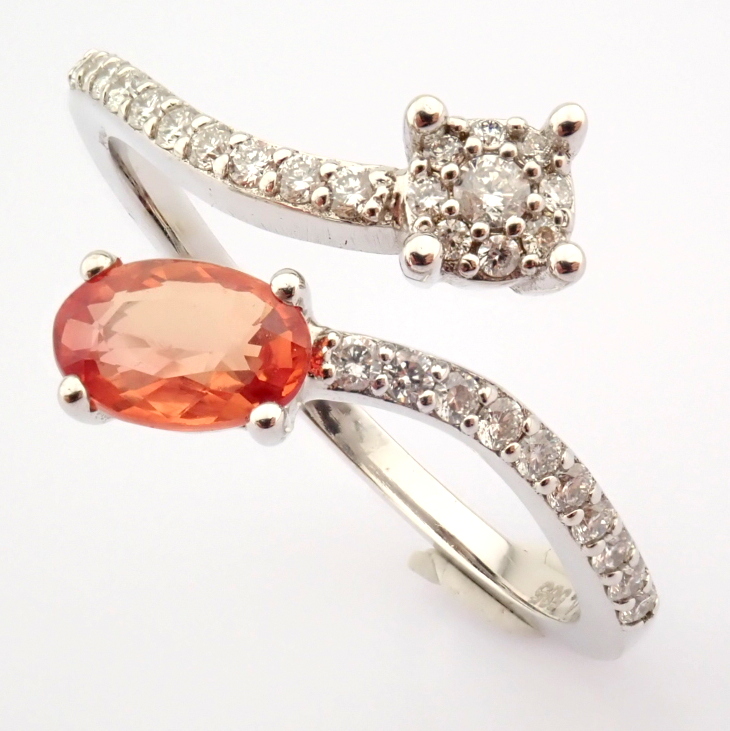 Certificated 14K White Gold Diamond & Pink Sapphire Ring - Image 7 of 7