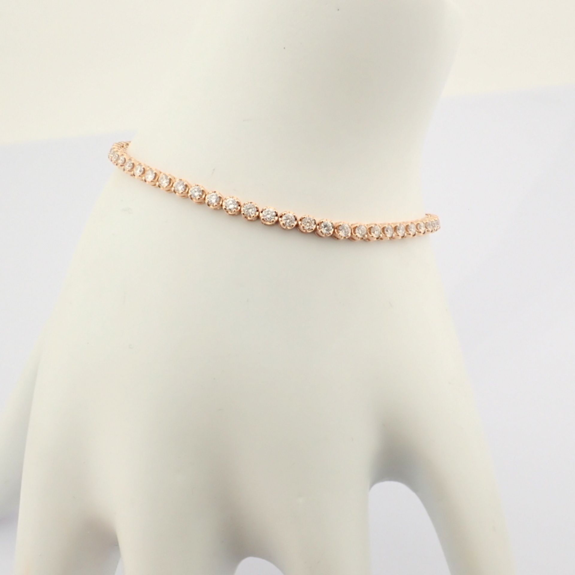 Certificated 14K Rose/Pink Gold Diamond Bracelet - Image 12 of 16