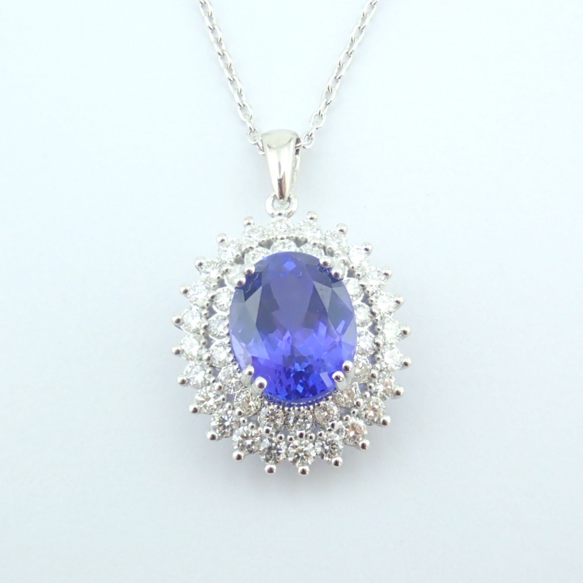 Certificated 14K White Gold Diamond & Tanzanite Necklace - Image 13 of 17