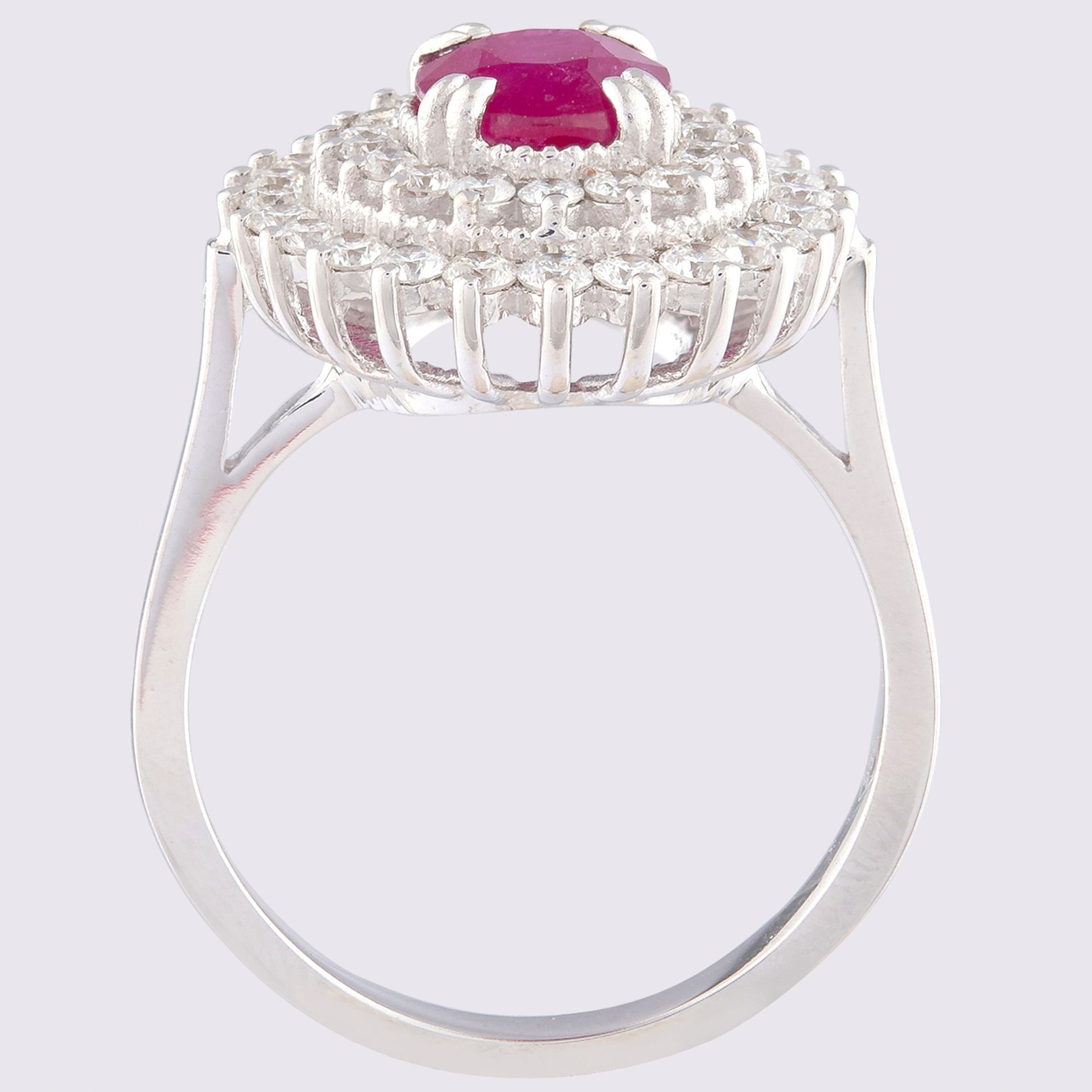 Certificated 14K White Gold Diamond & Ruby Ring - Image 2 of 4