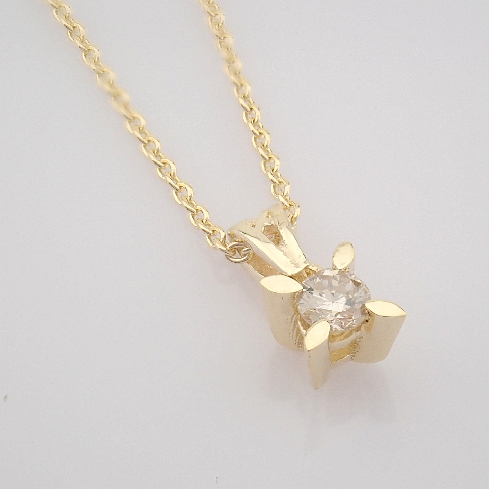 Certificated 14K Yellow Gold Diamond Solitaire Necklace