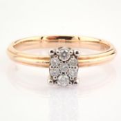 Certificated 14K White and Rose Gold Diamond Ring