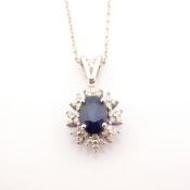 Certificated 18K White Gold Diamond & Sapphire Necklace