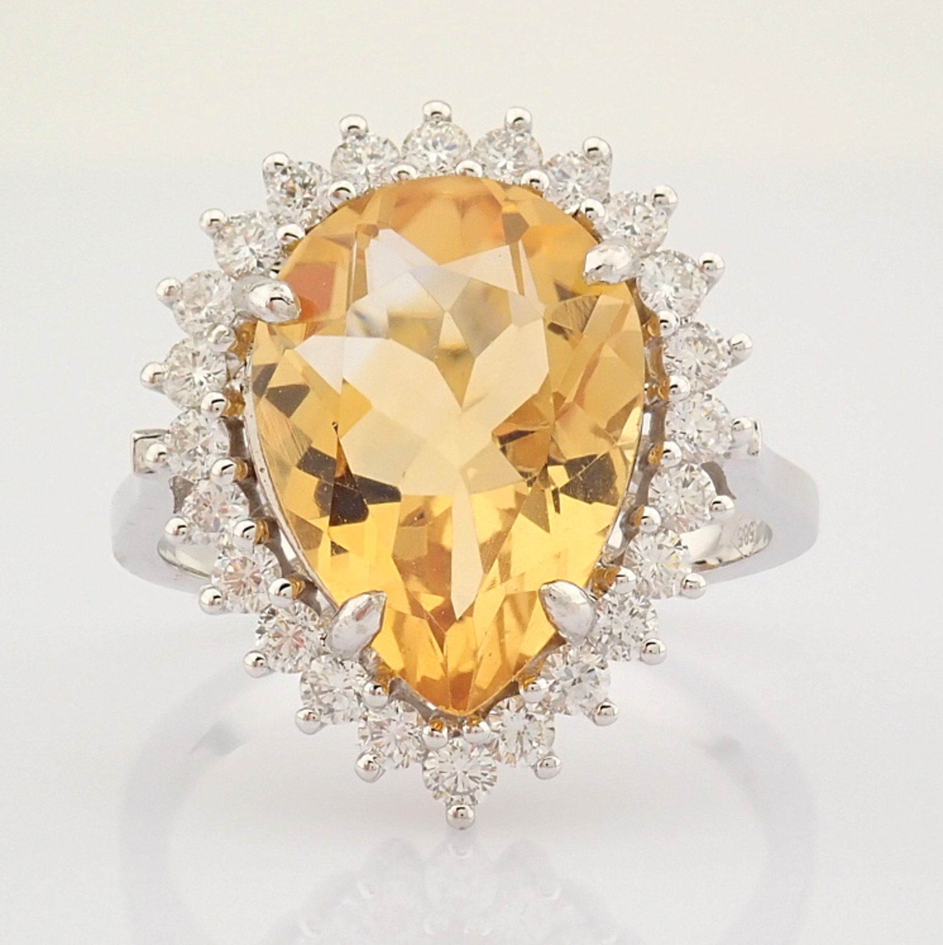 Certificated 14K White Gold Diamond & Citrin Ring - Image 5 of 9