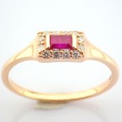Certificated 14K Rose/Pink Gold Diamond & Ruby Ring