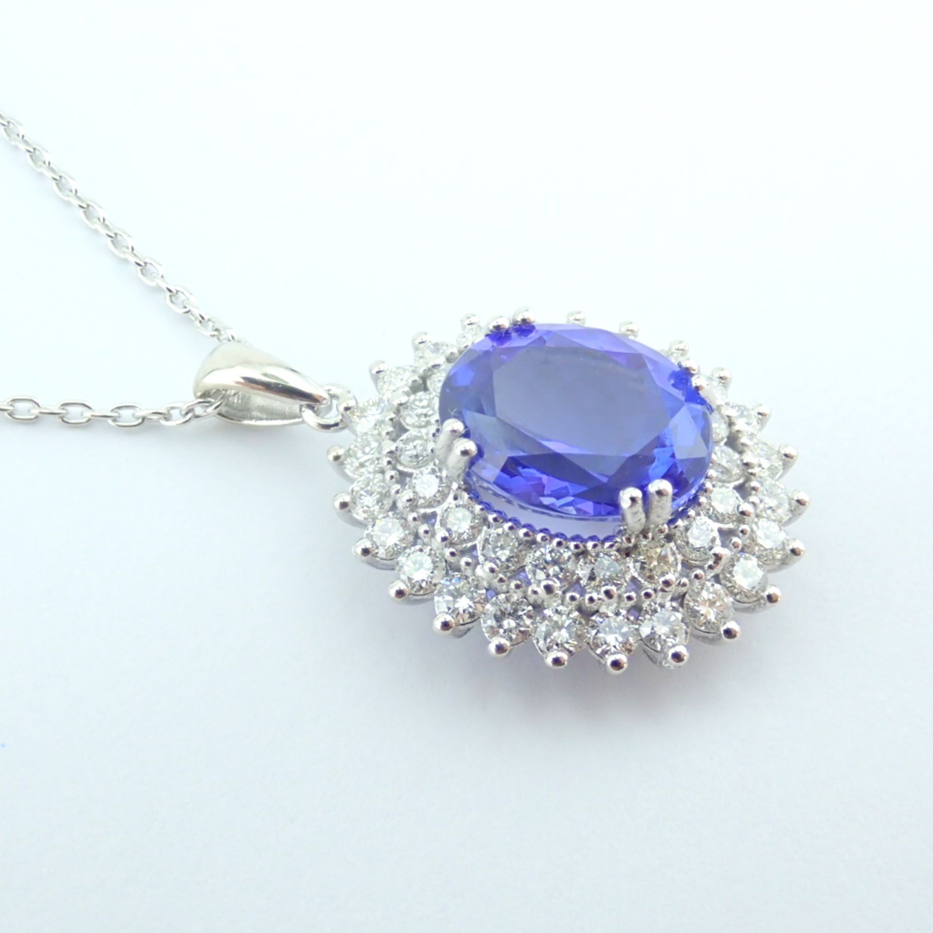 Certificated 14K White Gold Diamond & Tanzanite Necklace - Image 12 of 17