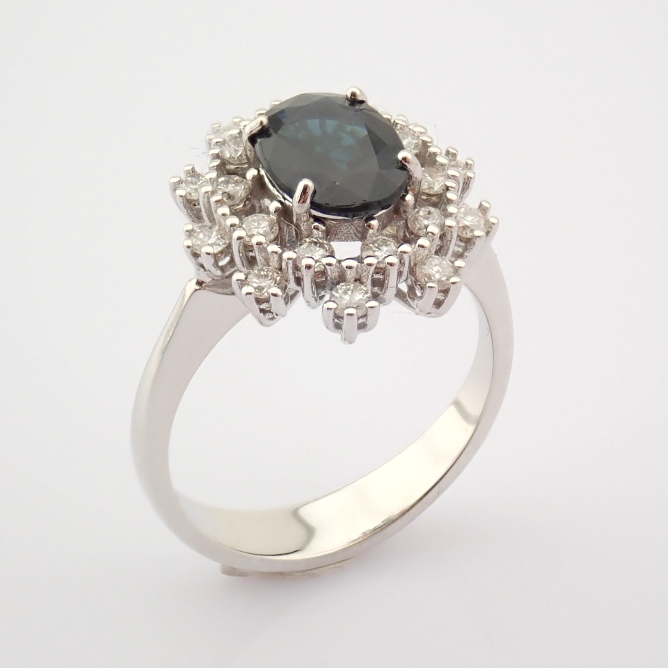 Certificated 18K White Gold Diamond & Sapphire Ring - Image 6 of 6