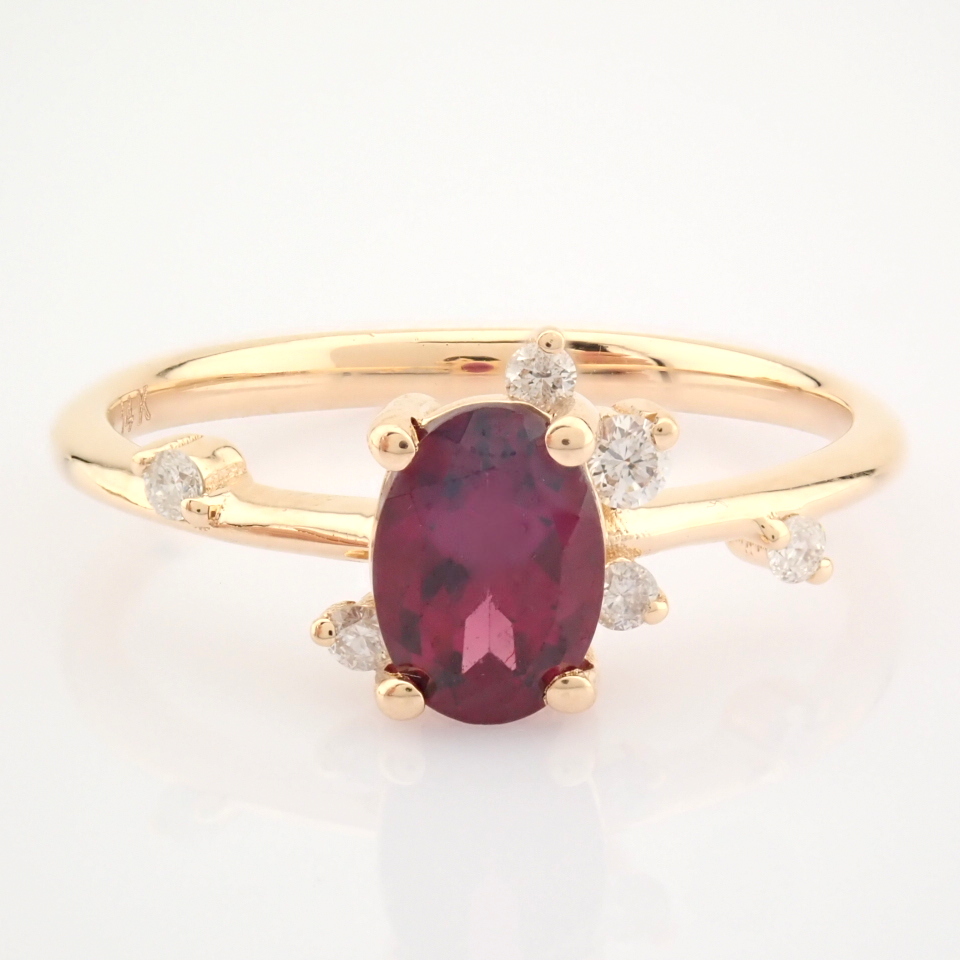 Certificated 14K Rose/Pink Gold Diamond & Rodalite Ring