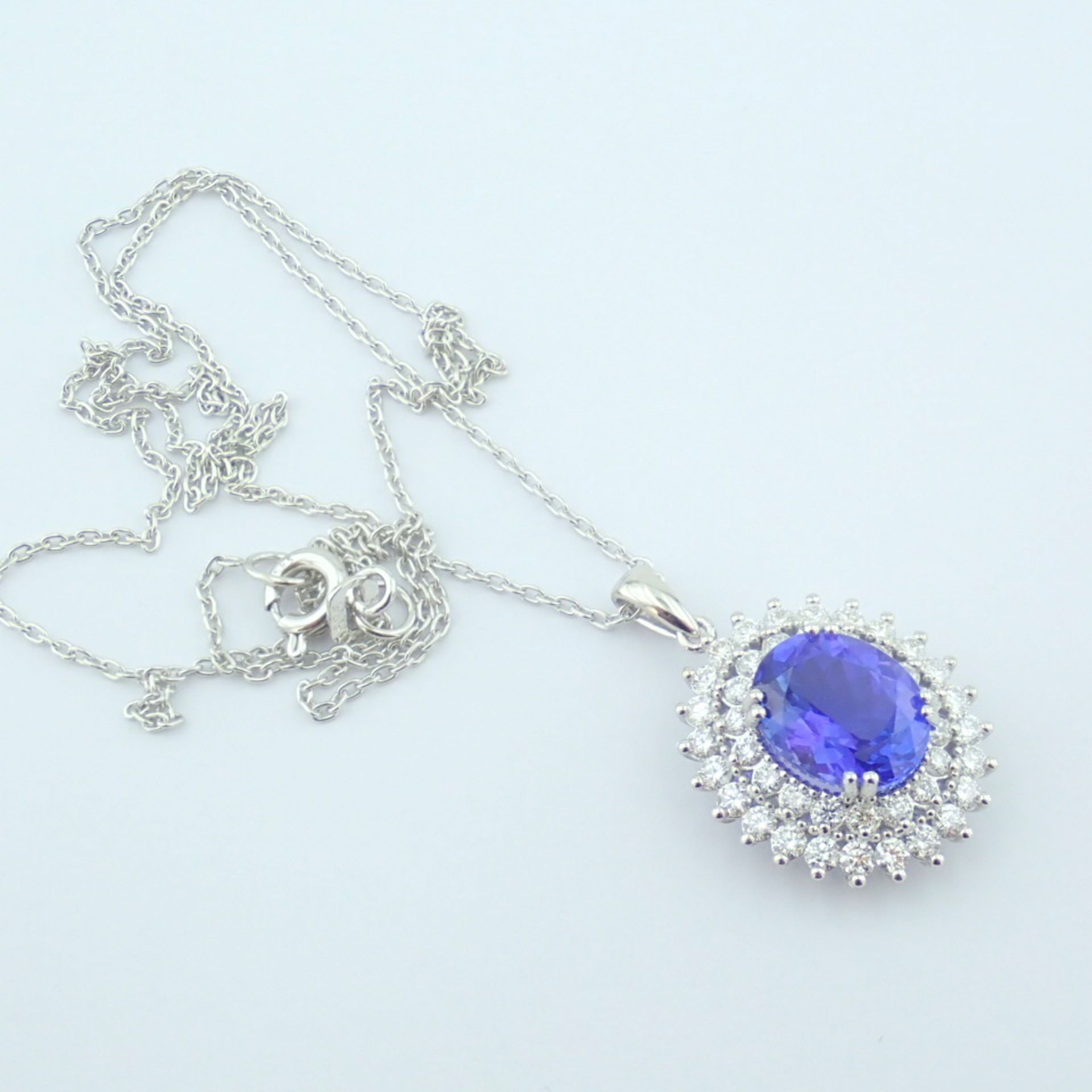 Certificated 14K White Gold Diamond & Tanzanite Necklace - Image 17 of 17