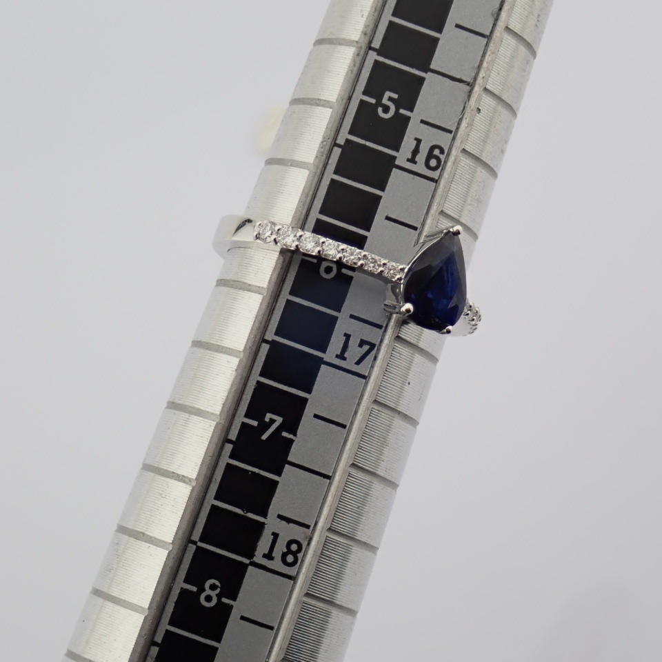 IDL Certificated 14K White Gold Diamond & Sapphire Ring (Total 0.89 ct Stone) - Image 6 of 11