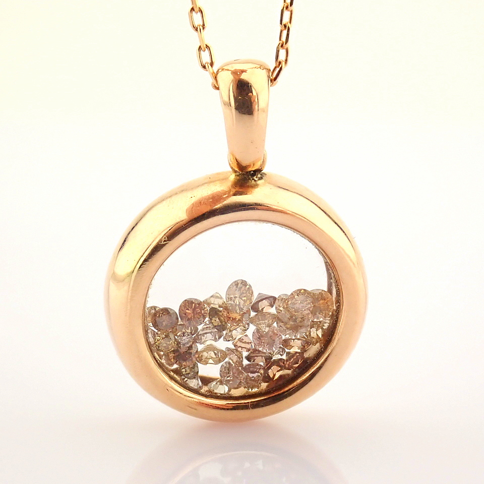 IDL Certificated 14K Rose/Pink Gold Fancy Diamond Necklace (Total 1.14 ct Stone) - Image 8 of 11