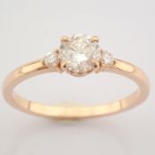IDL Certificated 14K Rose/Pink Gold Diamond Ring (Total 0.58 ct Stone)