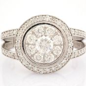IDL Certificated 18K White Gold Diamond Ring (Total 1.09 ct Stone)