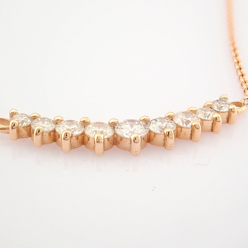 IDL Certificated 14K Rose/Pink Gold Diamond Necklace (Total 0.56 ct Stone) - Image 8 of 9