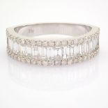 IDL Certificated 14K White Gold Baguette Diamond & Diamond Ring (Total 1.22 ct Stone)