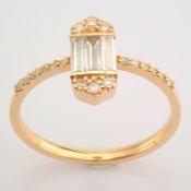 IDL Certificated 18K Rose/Pink Gold Baguette Diamond & Diamond Ring (Total 0.39 ct Stone)