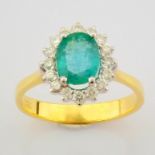 IDL Certificated 18K Yellow and White Gold Emerald & Diamond Ring (Total 1.51 ct Stone)