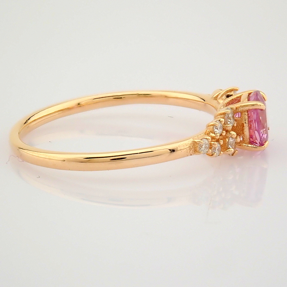 IDL Certificated 14K Rose/Pink Gold Diamond & Sapphire Ring (Total 0.73 ct Stone) - Image 6 of 9