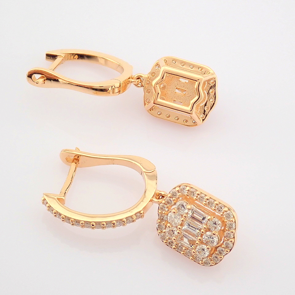 IDL Certificated 14K Rose/Pink Gold Diamond Earring (Total 0.85 ct Stone) - Image 3 of 8