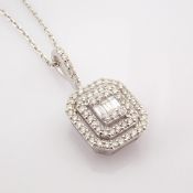 IDL Certificated 14k White Gold Baguette Diamond & Diamond Pendant (Total 0.46 ct Stone)