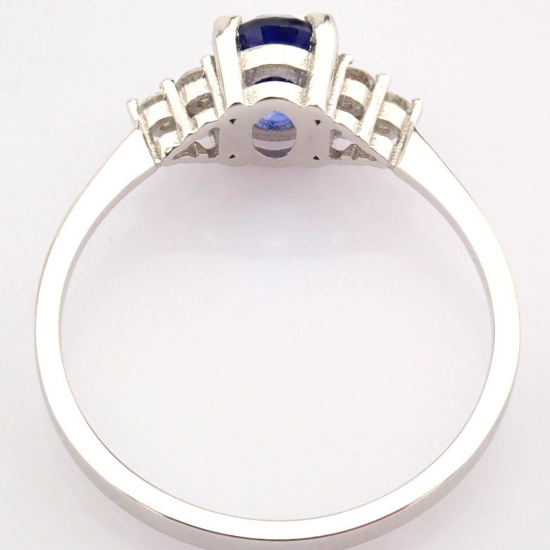 IDL Certificated 14k White Gold Diamond & Sapphire Ring (Total 1.34 ct Stone) - Image 5 of 10