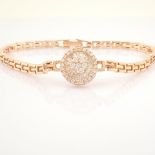 IDL Certificated 14K Rose/Pink Gold Diamond & Baguette Diamond Bracelet (Total 0.52 ct Stone)