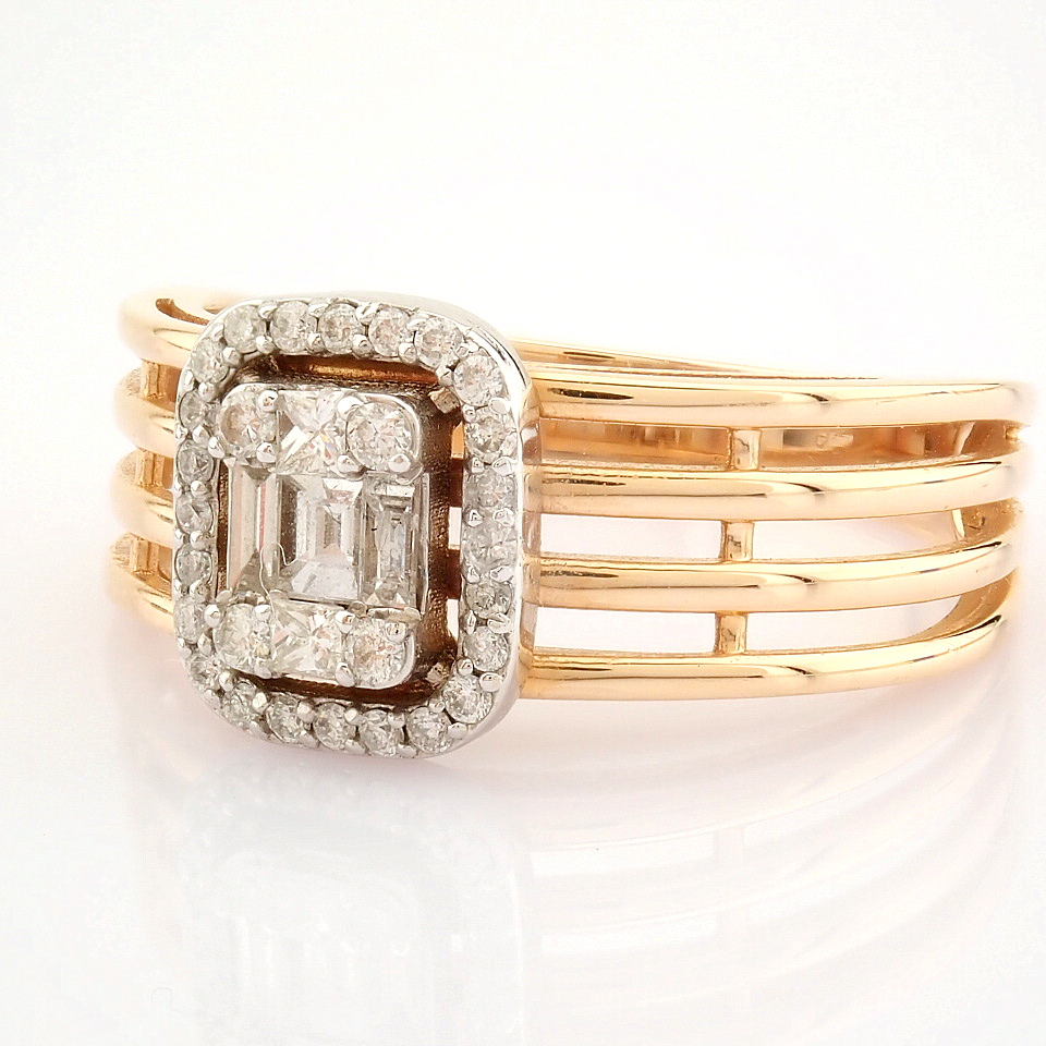 IDL Certificated 14K White and Rose Gold Baguette Diamond & Diamond Ring (Total 0.31 ct Stone) - Image 4 of 6