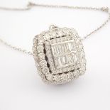 IDL Certificated 14K White Gold Baguette Diamond & Diamond Pendant (Total 1.4 ct Stone)