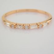 IDL Certificated 14K Rose/Pink Gold Baguette Diamond & Diamond Ring (Total 0.17 ct Stone)