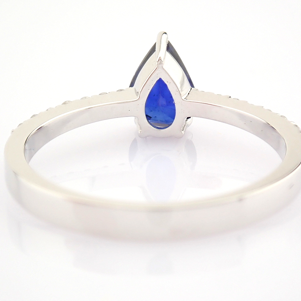 IDL Certificated 14K White Gold Diamond & Sapphire Ring (Total 0.89 ct Stone) - Image 10 of 11