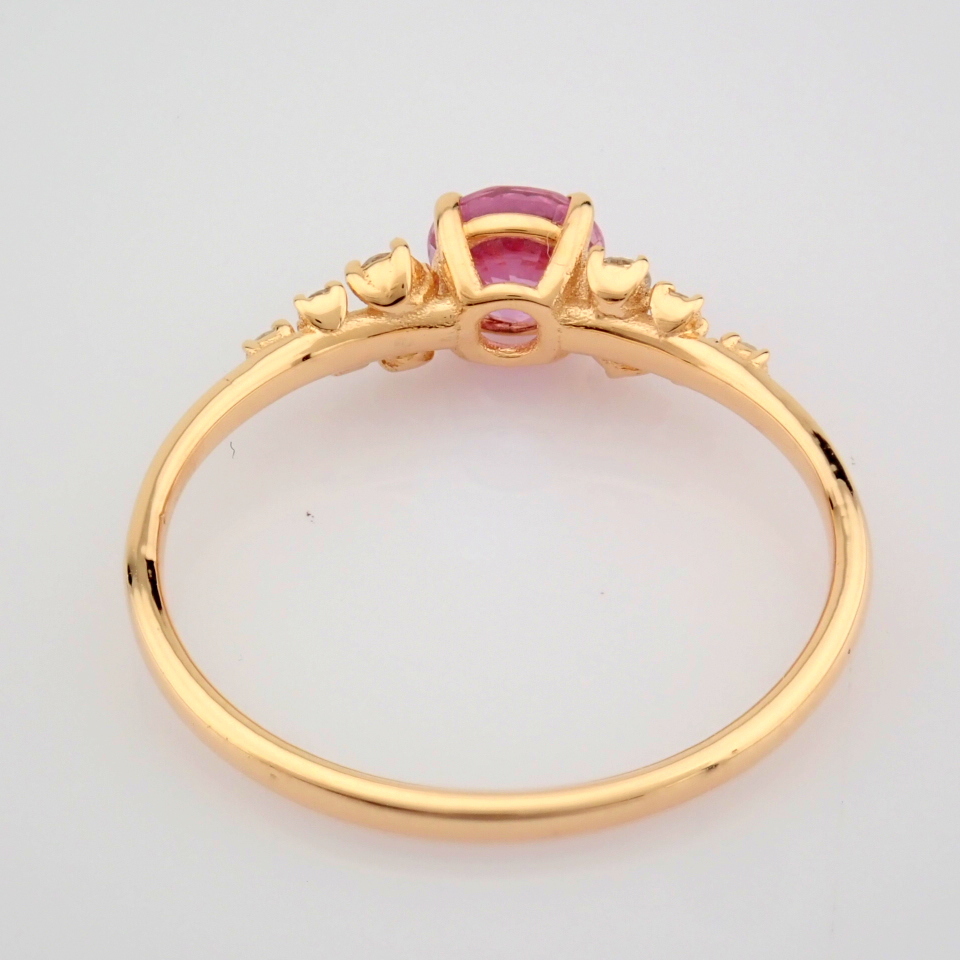 IDL Certificated 14K Rose/Pink Gold Diamond & Sapphire Ring (Total 0.73 ct Stone) - Image 7 of 9