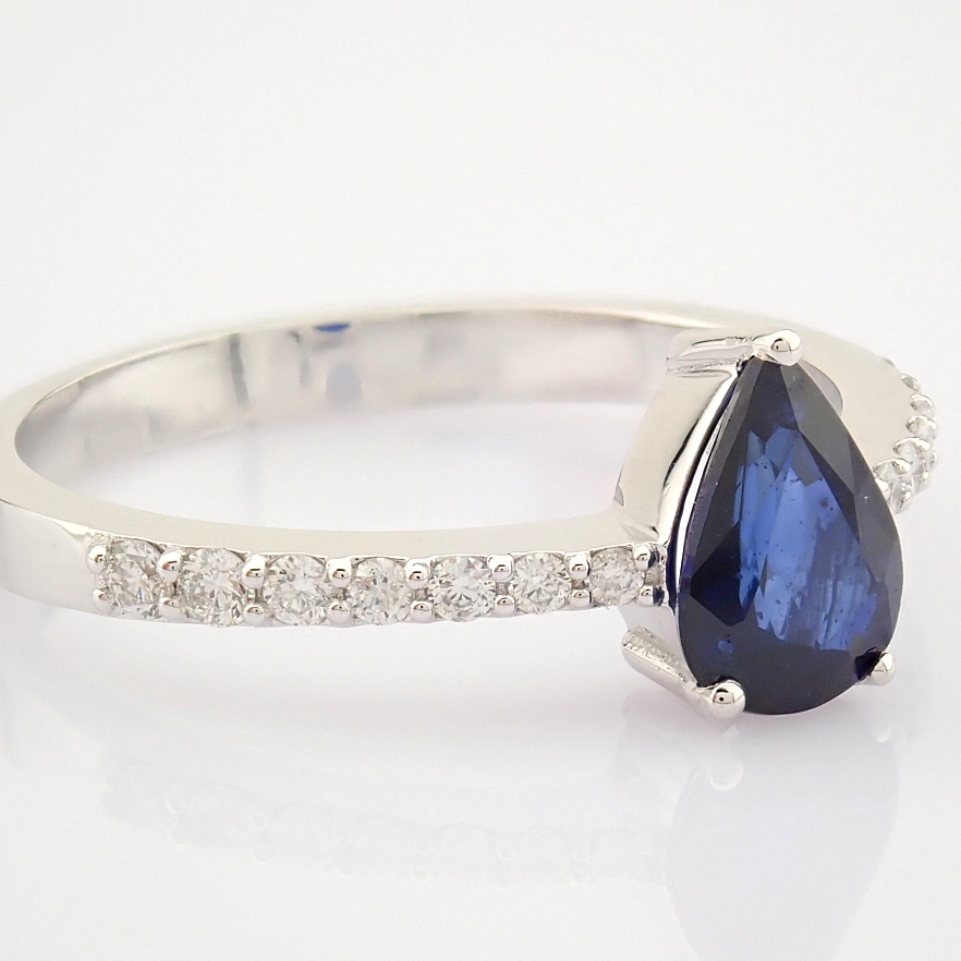 IDL Certificated 14K White Gold Diamond & Sapphire Ring (Total 0.89 ct Stone) - Image 9 of 11
