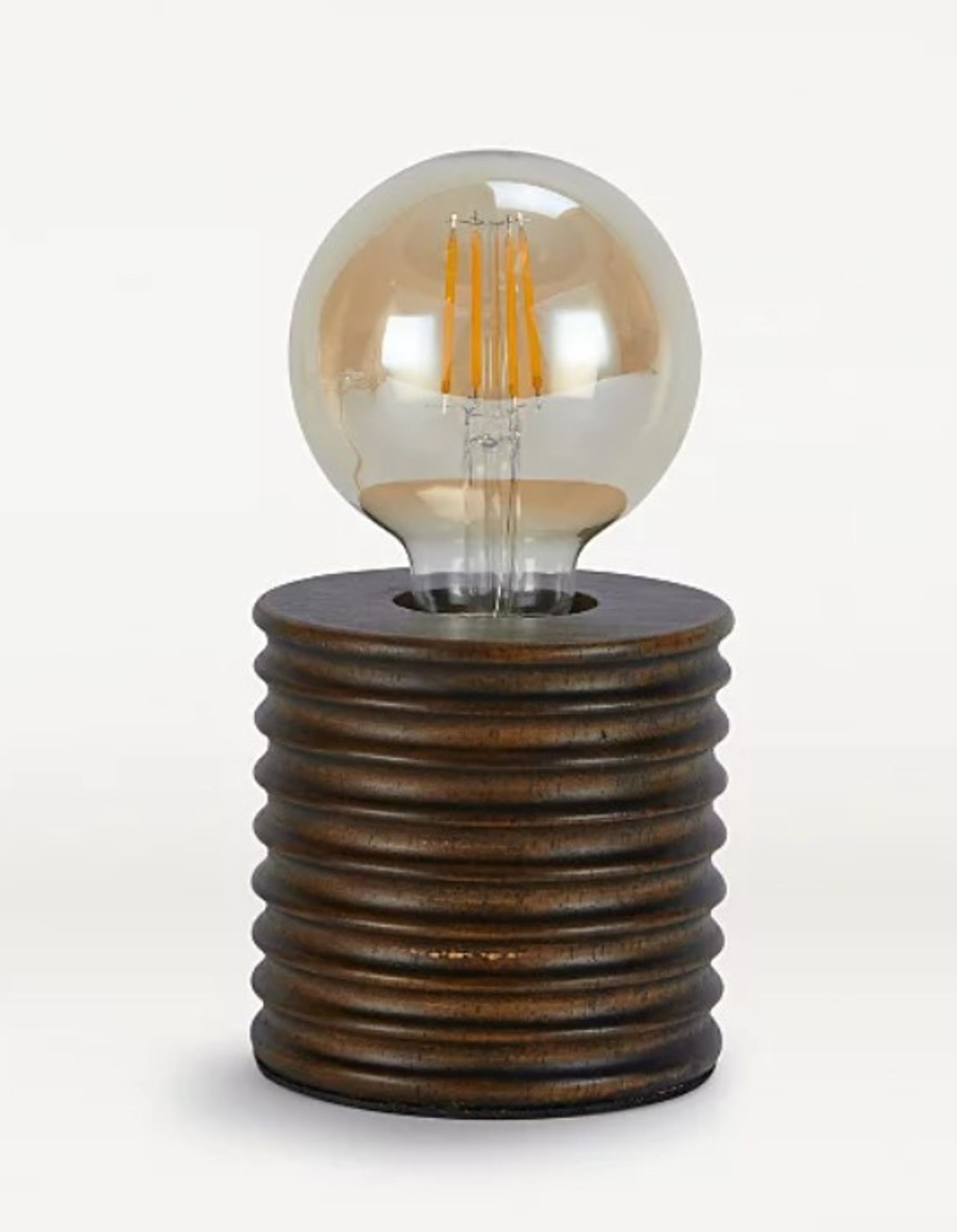 (11G) 12x Lighting Items. 2x Wood Bulb Lamp. 2x Stick Lamp Pink. 2x Silver Ball Table Lamp. 1x 3 Li