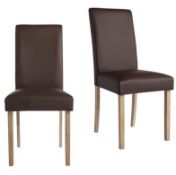 (Mz) 2x Marcy Dining Chair Chocolate RRP £125. Faux Leather Cover, Solid Rubberwood Legs. (W)44.5 x