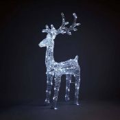 (6N) 6x Christmas Items. 2x Reindeer Spun Acrylic Silhouette. 1x Rudolph Rattan Effect LED Warm Whi