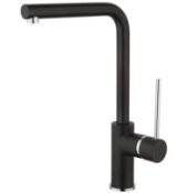 (13D) 2x Tap Items. 1x Forli Single Lever Black Kitchen Mixer Tap RRP £115. 1x Gemma Chrome Twin L