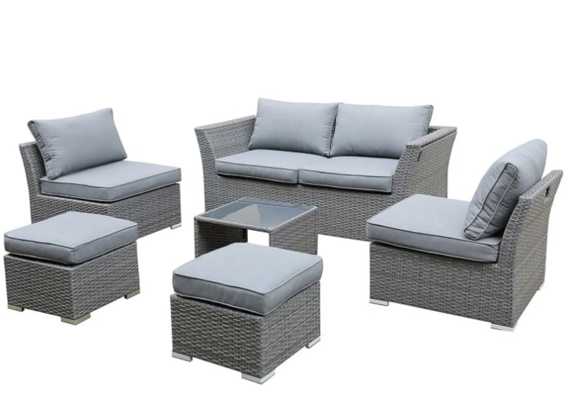 (P) 1x Bambrick Sofa Set RRP £800. Powder Coated Steel Frame. Hand Woven Synthetic Rattan. Toughen - Image 2 of 13