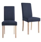(Mz) 2x Marcy Dining Chair Midnight RRP £125. Fabric Cover, Solid Rubberwood Legs. (W)44.5 x (D)54