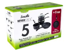 (Mz) 1x Scoville NeverStick 4+1 Piece Toughened Aluminium Saucepan Set RRP £65.