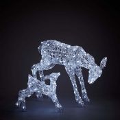 (7N) 1x Reindeer Family LED Spun Acrylic Silhoutte Outdoor RRP £100.