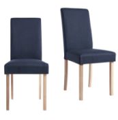 (Mz) 2x Marcy Dining Chair Midnight RRP £125. Fabric Cover, Solid Rubberwood Legs. (W)44.5 x (D)54