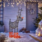 (7L) 9x Christmas Items. 1x LED Spun Acrylic Reindeer Outdoor. 3x Enclosed Snowman Light. 1x Rudol