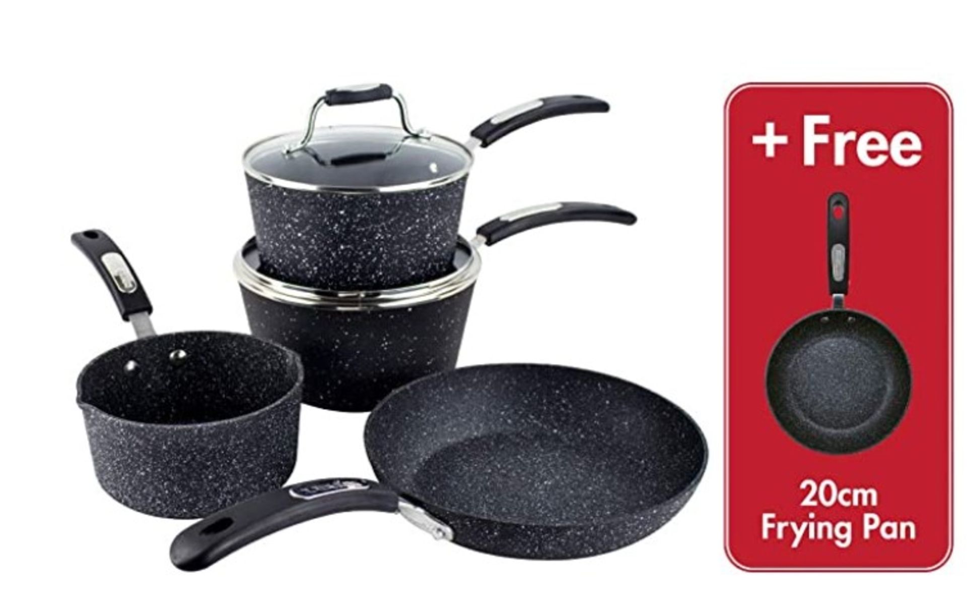 (Mz) 1x Scoville NeverStick 4+1 Piece Toughened Aluminium Saucepan Set RRP £65. - Image 2 of 3