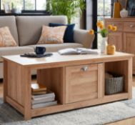 (Mz) 1x Marcy Coffee Table Oak RRP £150. (L)120 x (W)59.5 x (H)47cm