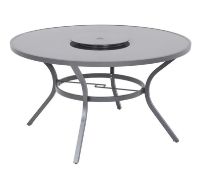 (Mz) 3x Items. 1x Misali Table With Lazy Susan. Powder Coated Aluminium Frame. Toughened Glass Tabl